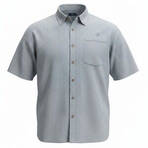 Mojo Fishing Shirt Mens Gingham Plaid Short‎ Sleeve Vented Button Up Casual